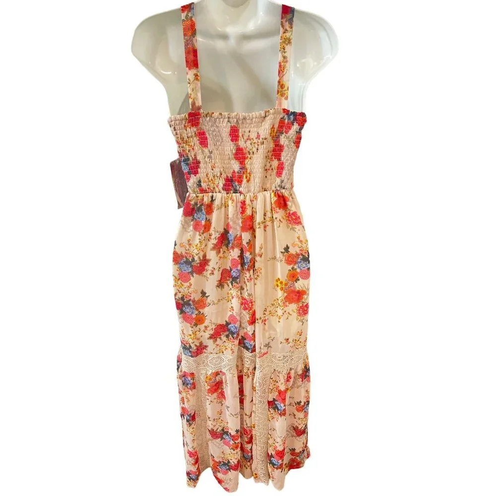 Love, Fire Floral Long Maxi X-Small Womens Summer Beach Dress - Picture 6 of 8
